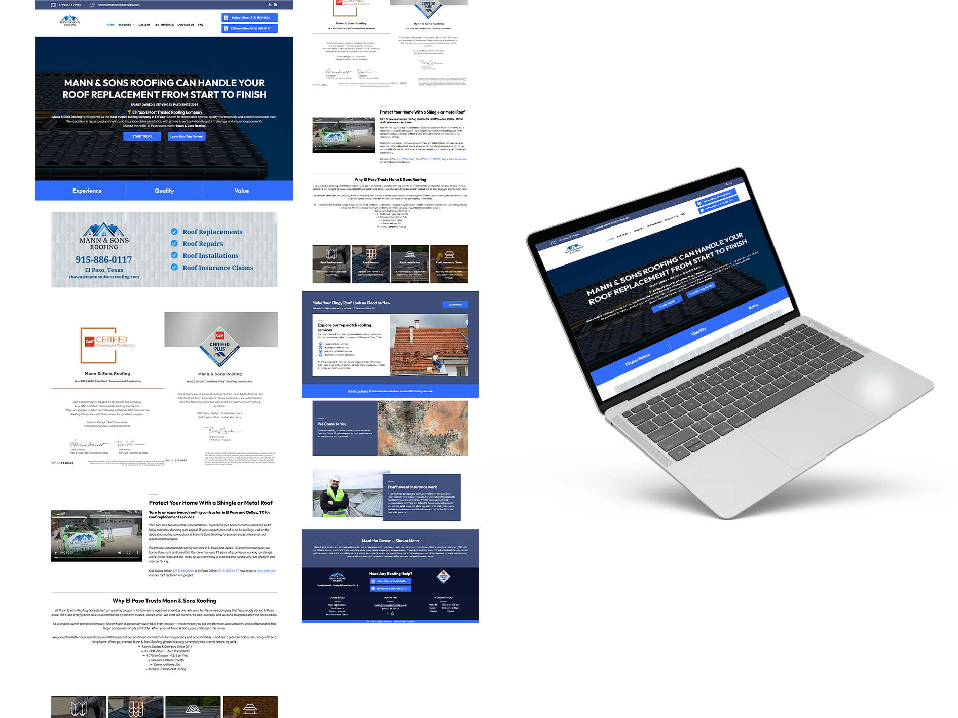 Mann & Sons Roofing website preview
