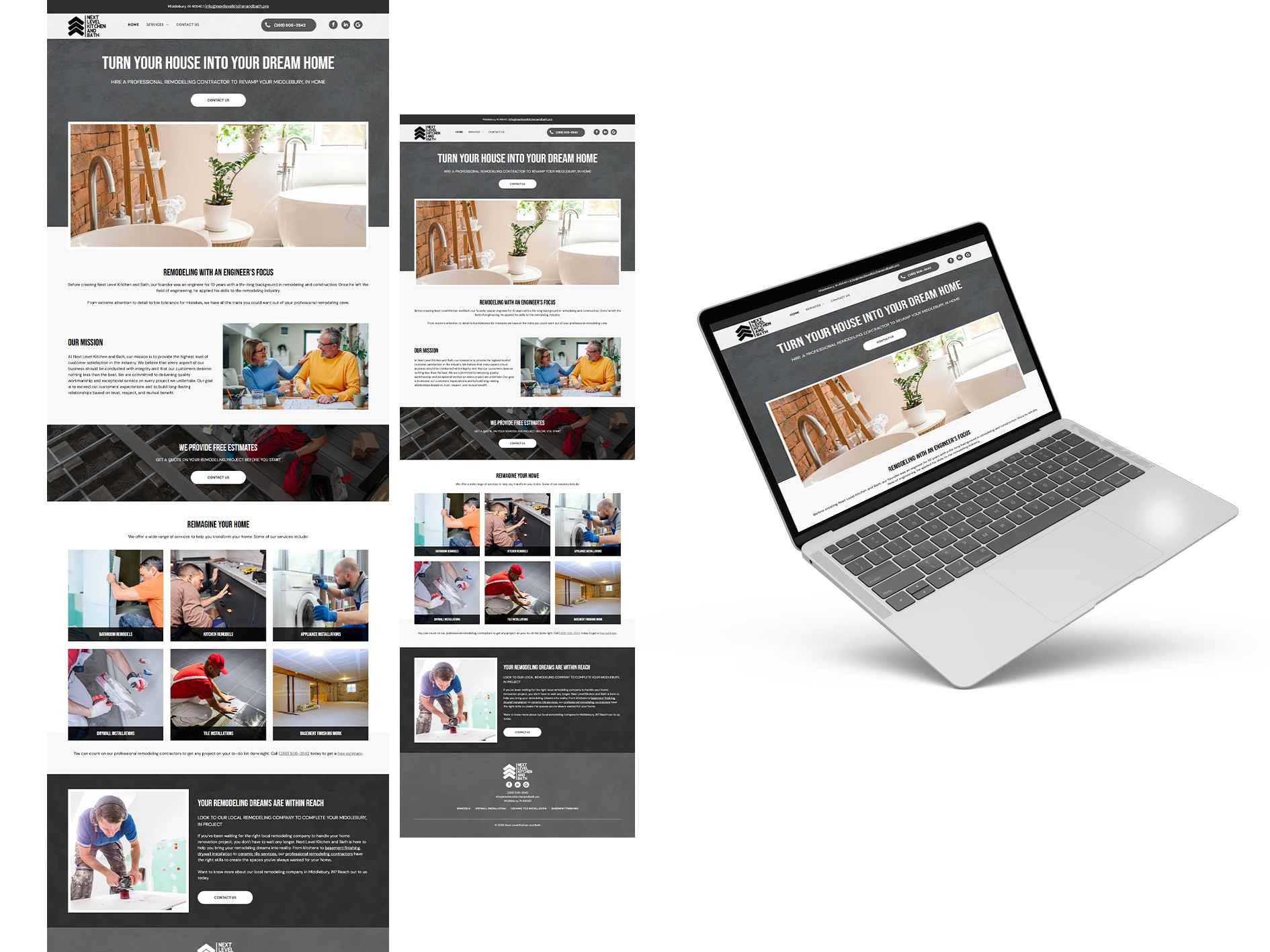 Next Level Kitchen and Bath website preview